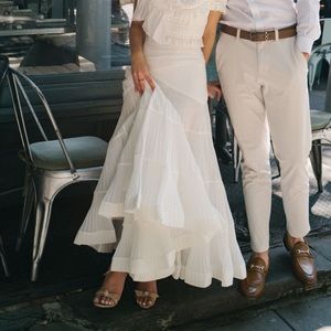 Zimmermann Tiered Plisse White Organza Midi Skirt